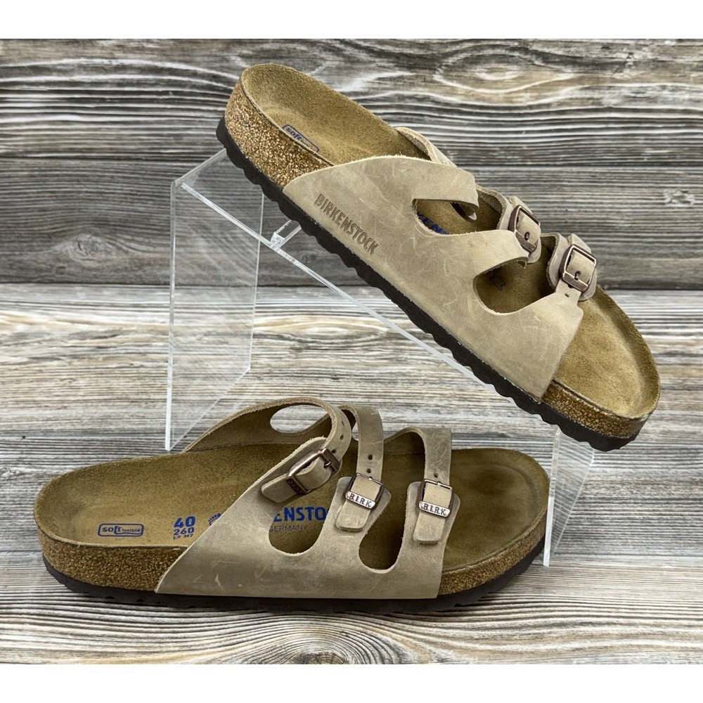 Birkenstock Florida Triple Buckle Nat Footbed Beige Sandal Womens EU 40 US 9/9.5